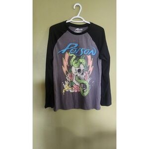 POISON Size Small Black/grey Long Sleeve Shirt Graphic, Big For A Small.